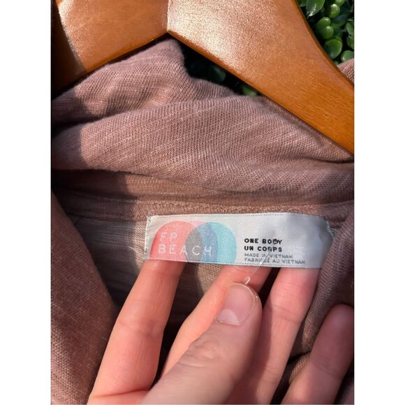 FREE PEOPLE BEACH HEATHER ROSE LONG SLEEVE COCOON COWL NECK PULLOVER Sz ONE SIZE - Picture 4 of 6